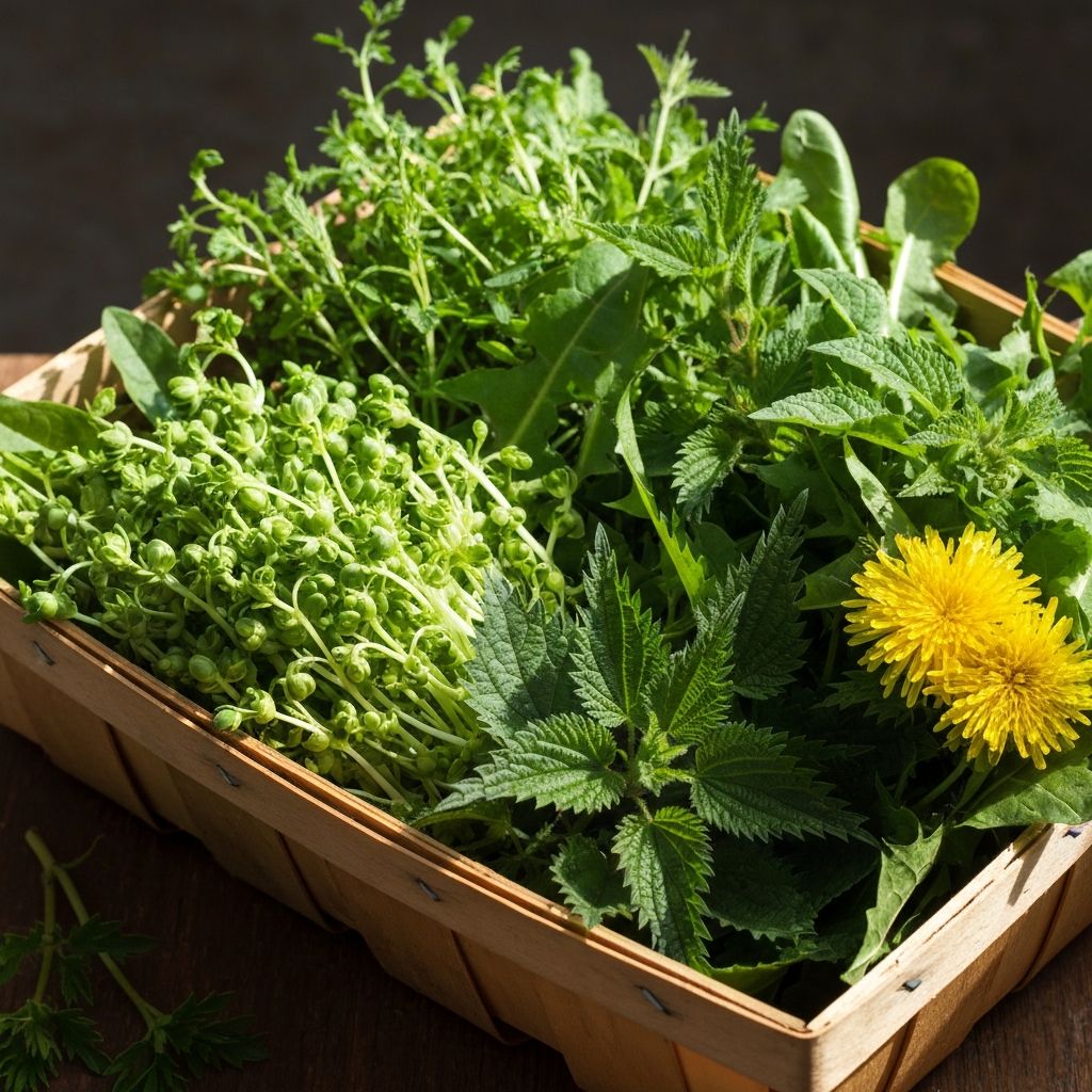 Wiosenne zioła i świeże pędy